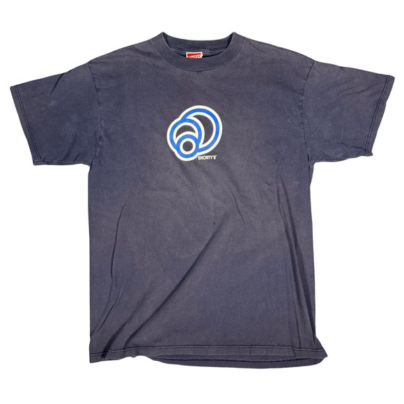 Vintage Shortys Skate T Shirt‎ Blue Graphic Print Short Sleeve Size XL